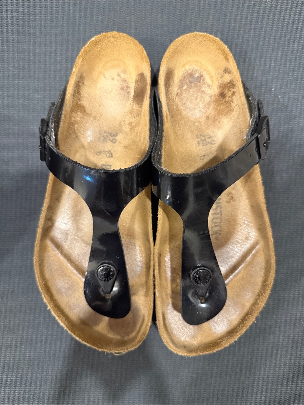 Birkenstock Black Patent T-Strap Sandals